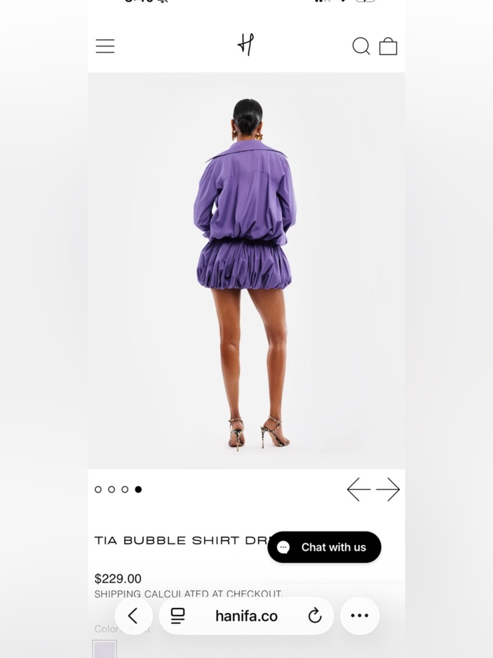 Hanifa Purple Bubble Shirt Mini Dress - Picture 2 of 4